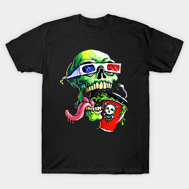 skull 3d movie time 1 T-Shirt by NmakersArt